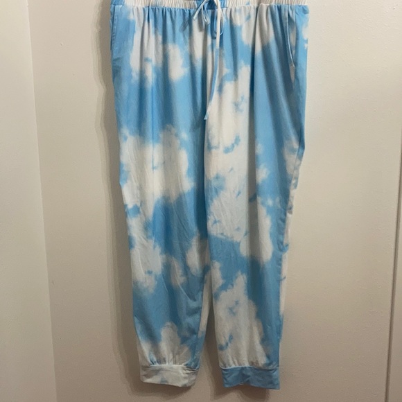 EUC Blue & White Tie Dye Cloud Pattern Lounge-Pant Joggers Size XXXL - Picture 3 of 11